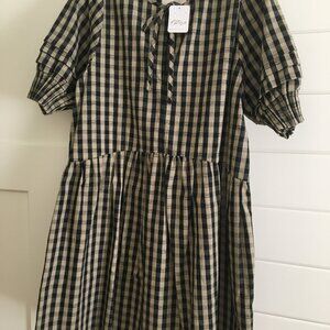Free People Dress, Black and Tan Check, Size XS New With Tags